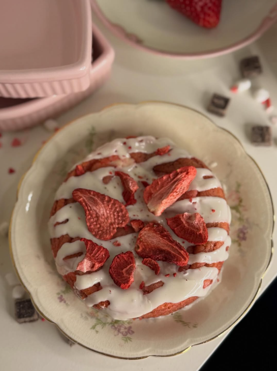 Strawberry themed decorated cookies